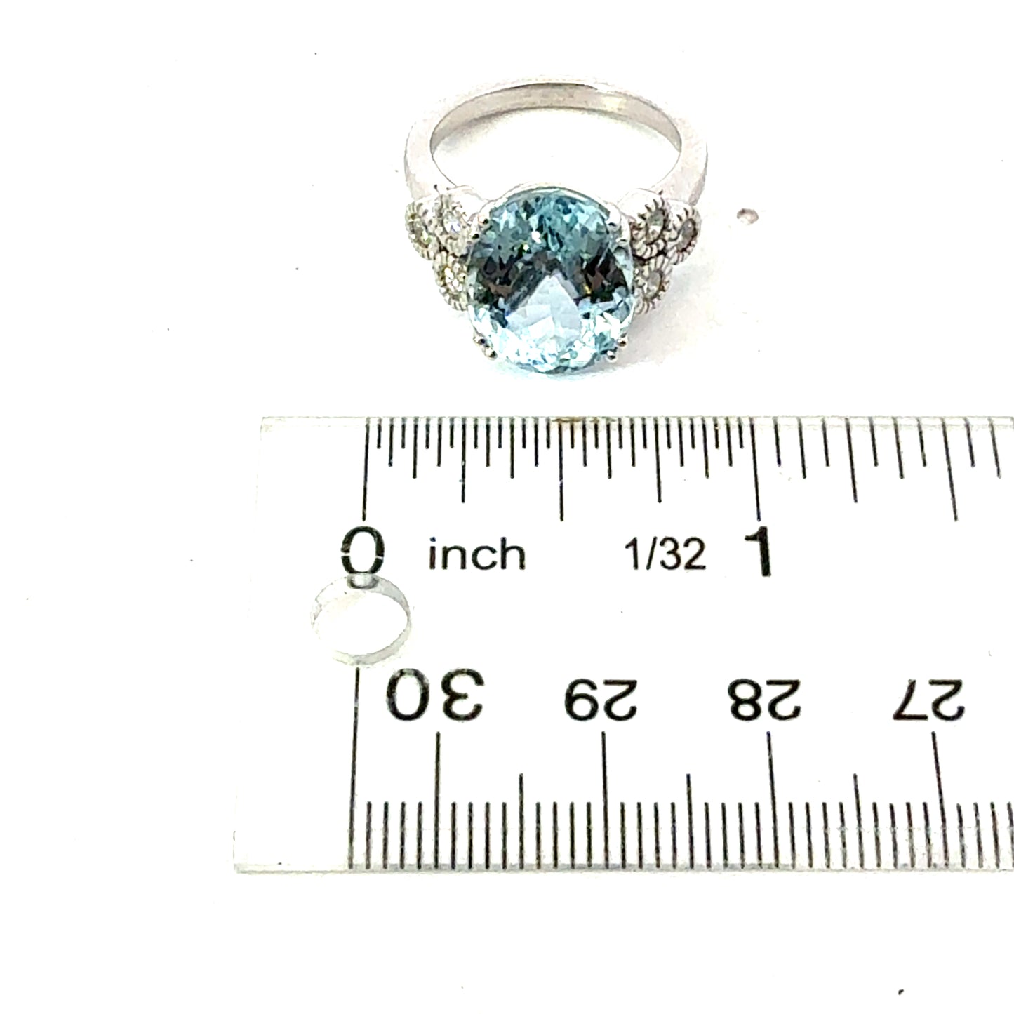 Natural Aquamarine Diamond Ring Size 7 14k Gold 7.42 TCW Certified $4,950 601208