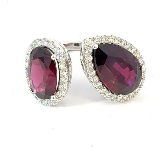 Natural Garnet Diamond Ring Size 6 14k White Gold 7.83 TCW Certified $7,950 601214