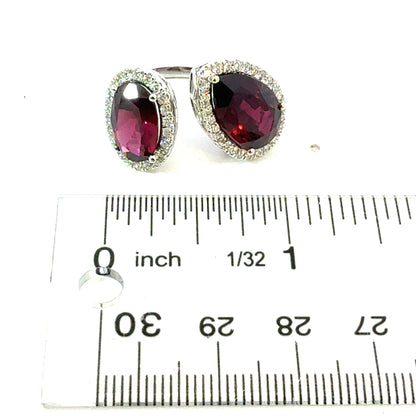 Natural Garnet Diamond Ring Size 6 14k White Gold 7.83 TCW Certified $7,950 601214