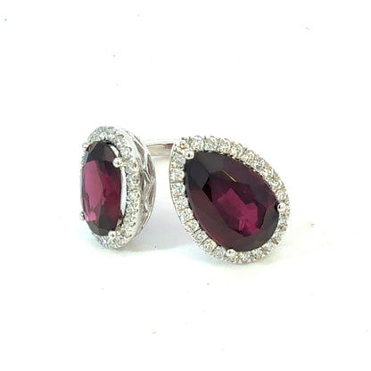 Natural Garnet Diamond Ring Size 6 14k White Gold 7.83 TCW Certified $7,950 601214