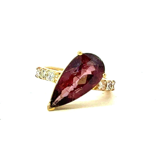 Natural Tourmaline Diamond Ring Size 7 14k Gold 5.36 TCW Certified $4,950 601217