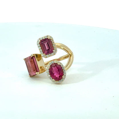Natural Pink Tourmaline Diamond Ring Size 6.25 14k White Gold 5.29 TCW Certified $7,950 601218