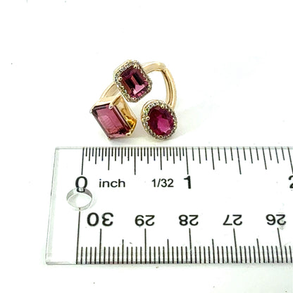 Natural Pink Tourmaline Diamond Ring Size 6.25 14k White Gold 5.29 TCW Certified $7,950 601218