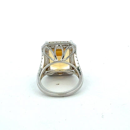 Natural Citrine Diamond Ring Size 7 14k White Gold 15.81 TCW Certified $4,950 601227