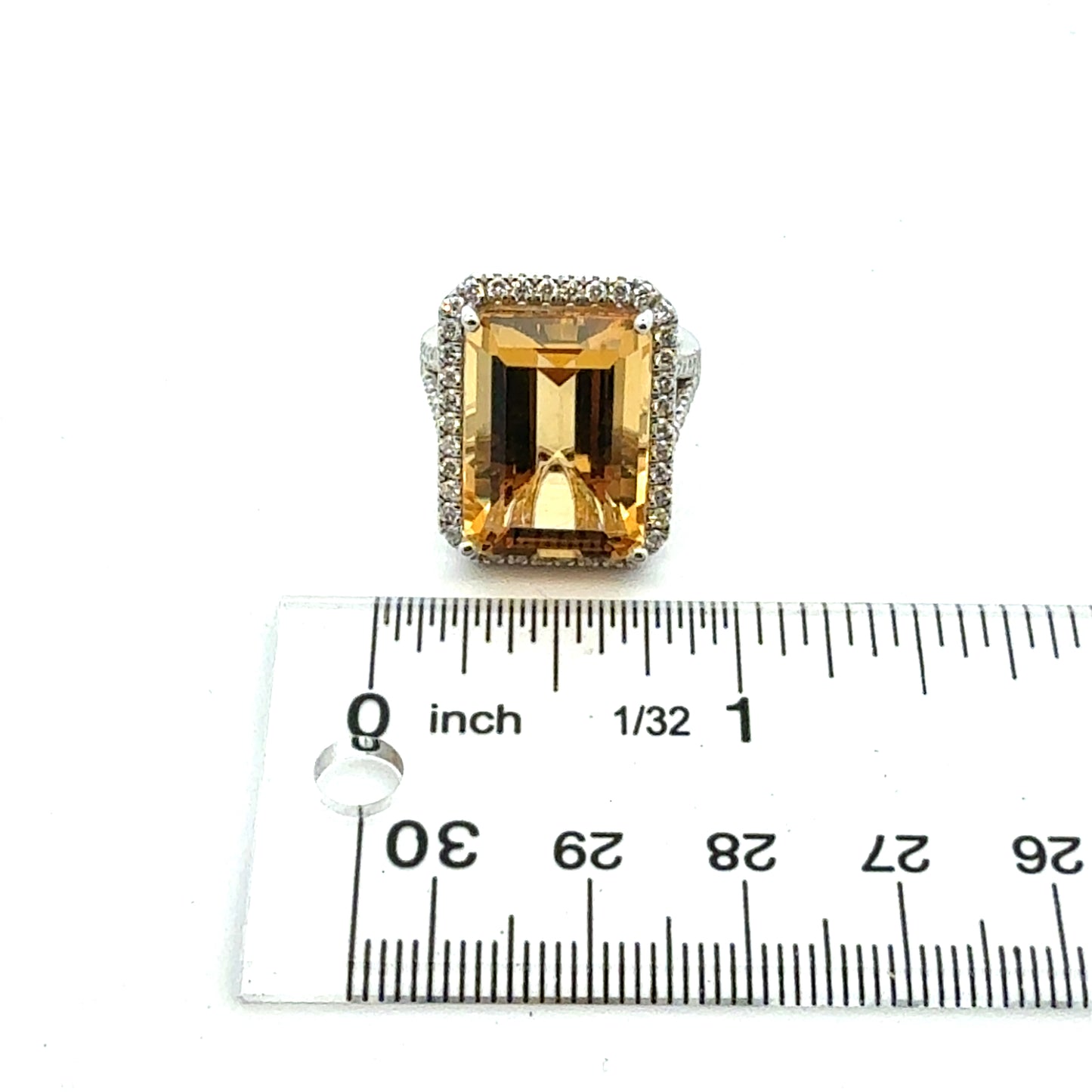 Natural Citrine Diamond Ring Size 7 14k White Gold 15.81 TCW Certified $4,950 601227