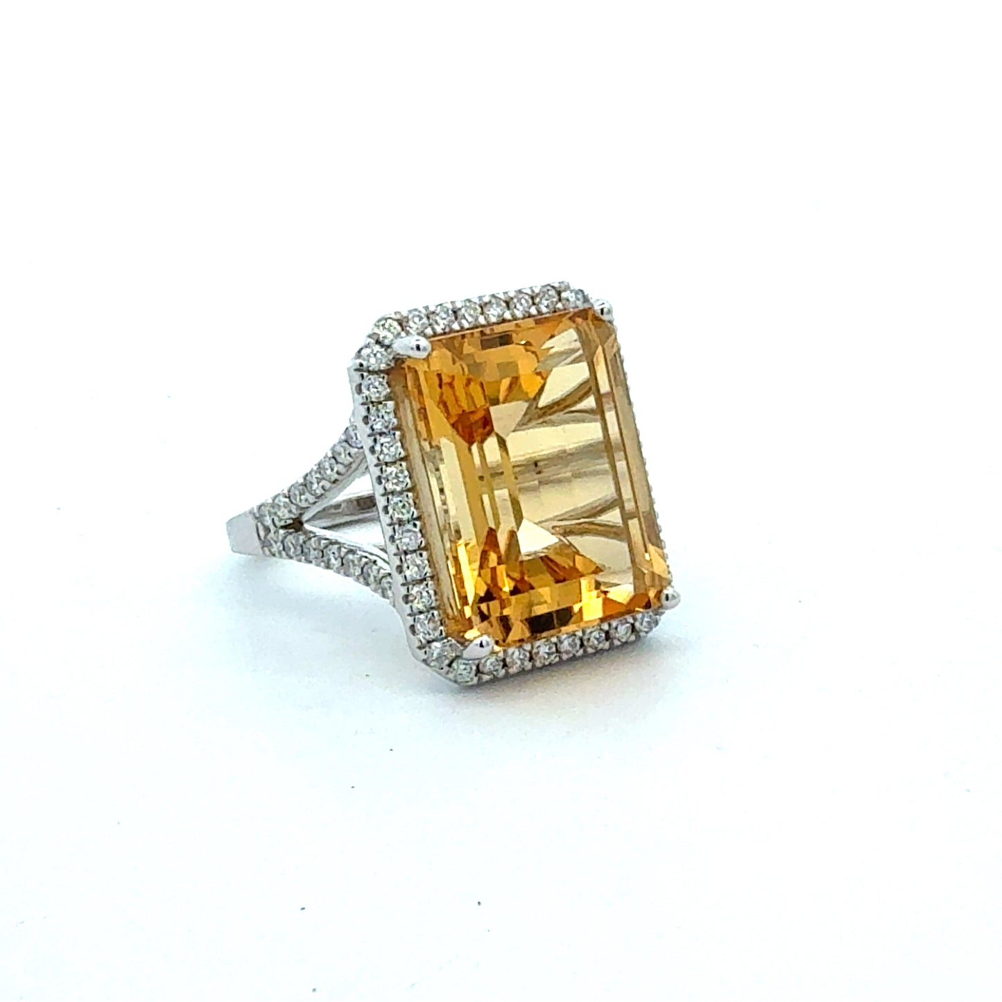 Natural Citrine Diamond Ring Size 7 14k White Gold 15.81 TCW Certified $4,950 601227