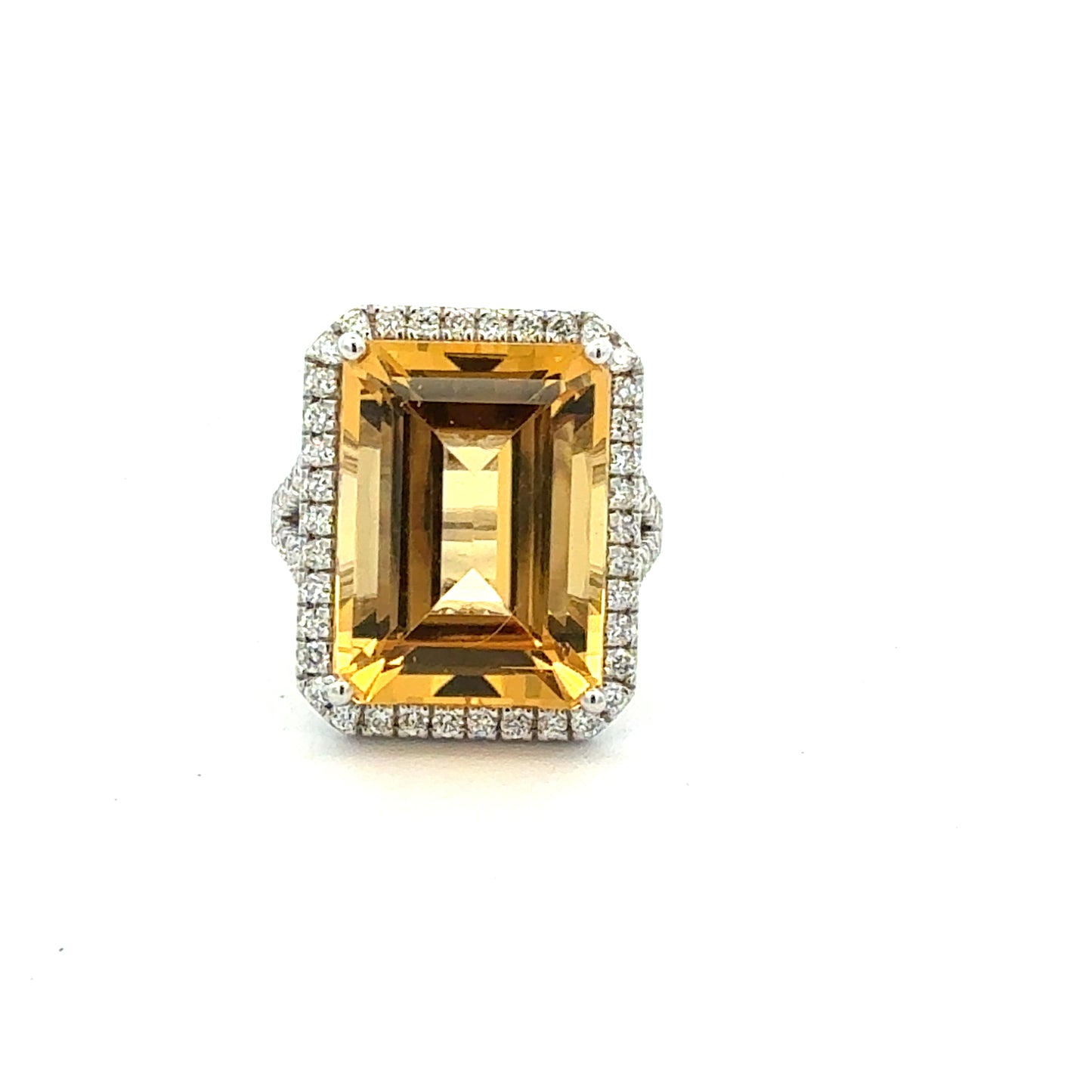 Natural Citrine Diamond Ring Size 7 14k White Gold 15.81 TCW Certified $4,950 601227