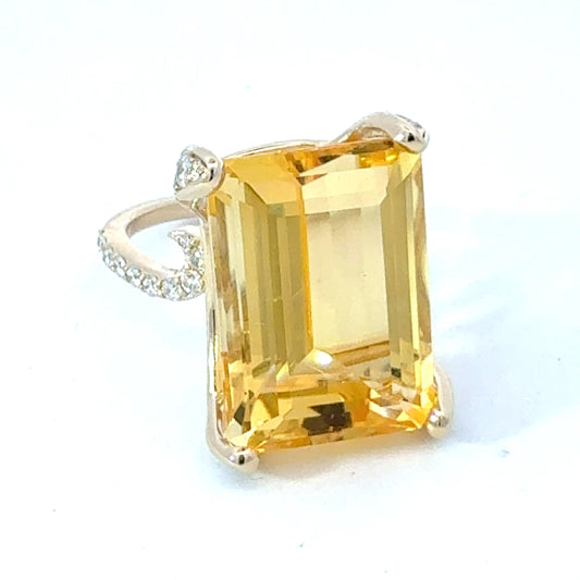Natural Citrine Diamond Ring Size 7 14k Gold 18.04 TCW Certified $4,950 601228