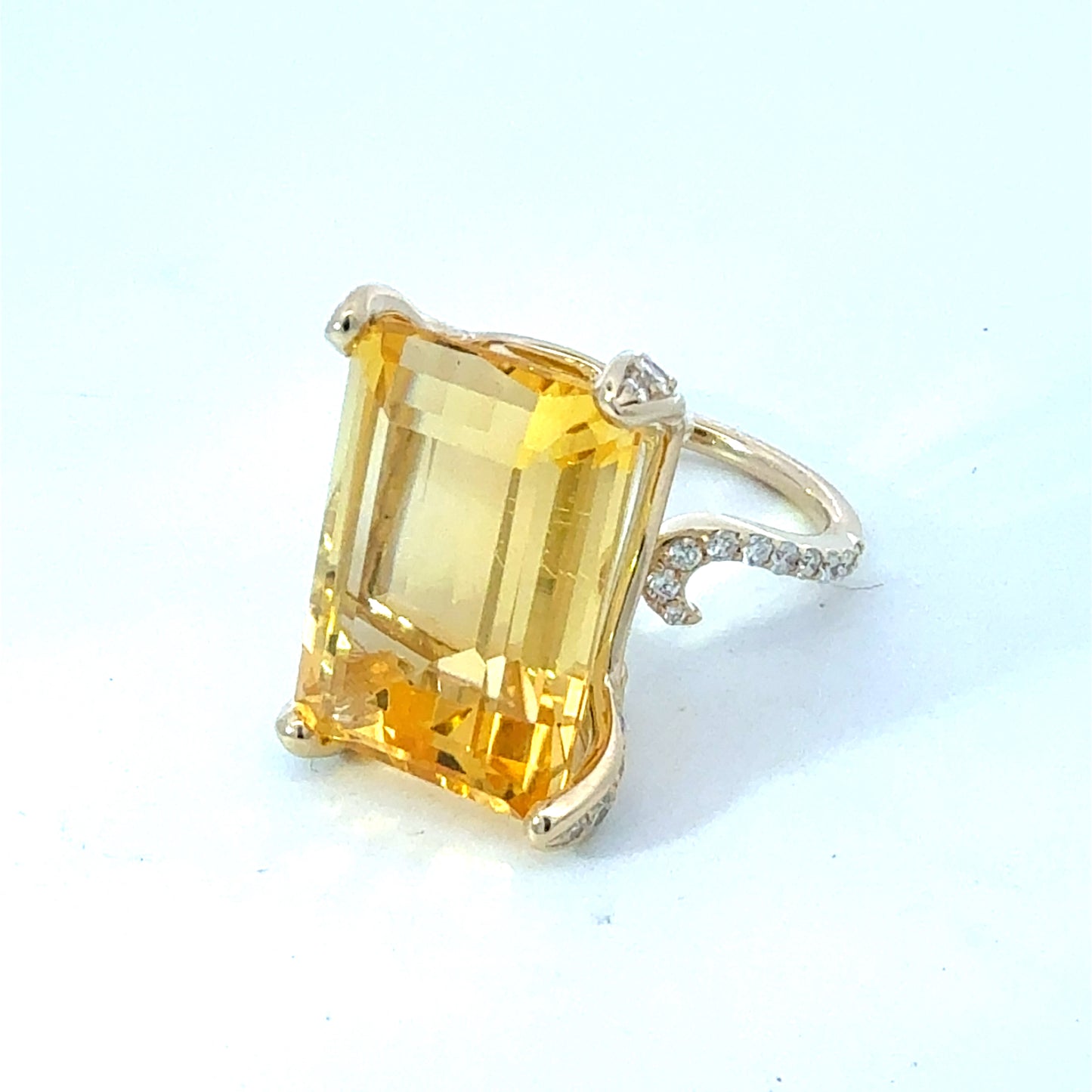 Natural Citrine Diamond Ring Size 7 14k Gold 18.04 TCW Certified $4,950 601228
