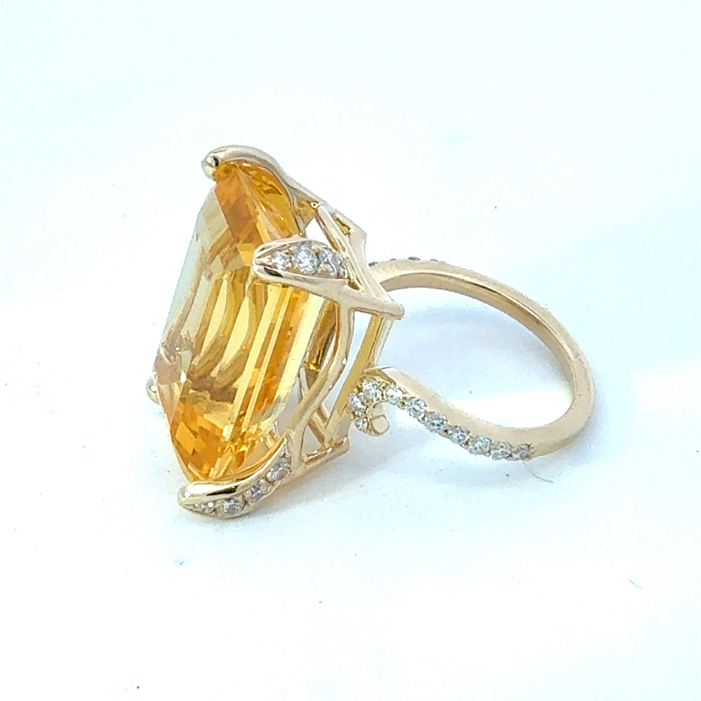 Natural Citrine Diamond Ring Size 7 14k Gold 18.04 TCW Certified $4,950 601228