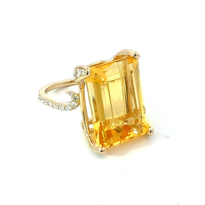 Natural Citrine Diamond Ring Size 7 14k Gold 18.04 TCW Certified $4,950 601228
