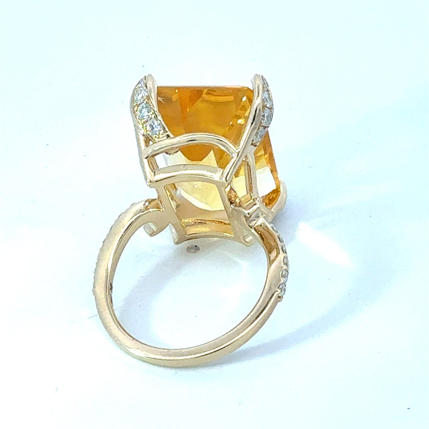 Natural Citrine Diamond Ring Size 7 14k Gold 18.04 TCW Certified $4,950 601228