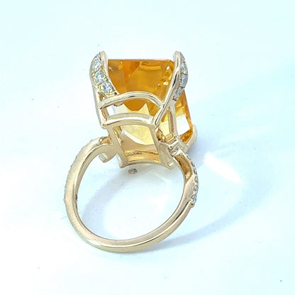 Natural Citrine Diamond Ring Size 7 14k Gold 18.04 TCW Certified $4,950 601228