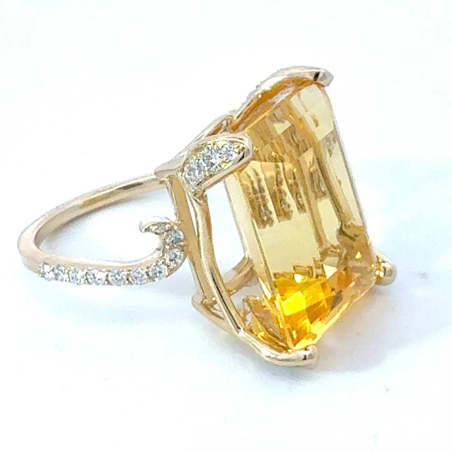 Natural Citrine Diamond Ring Size 7 14k Gold 18.04 TCW Certified $4,950 601228