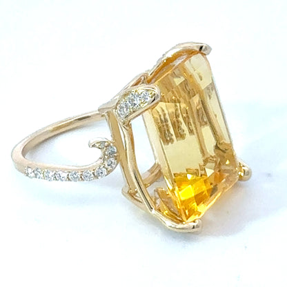 Natural Citrine Diamond Ring Size 7 14k Gold 18.04 TCW Certified $4,950 601228