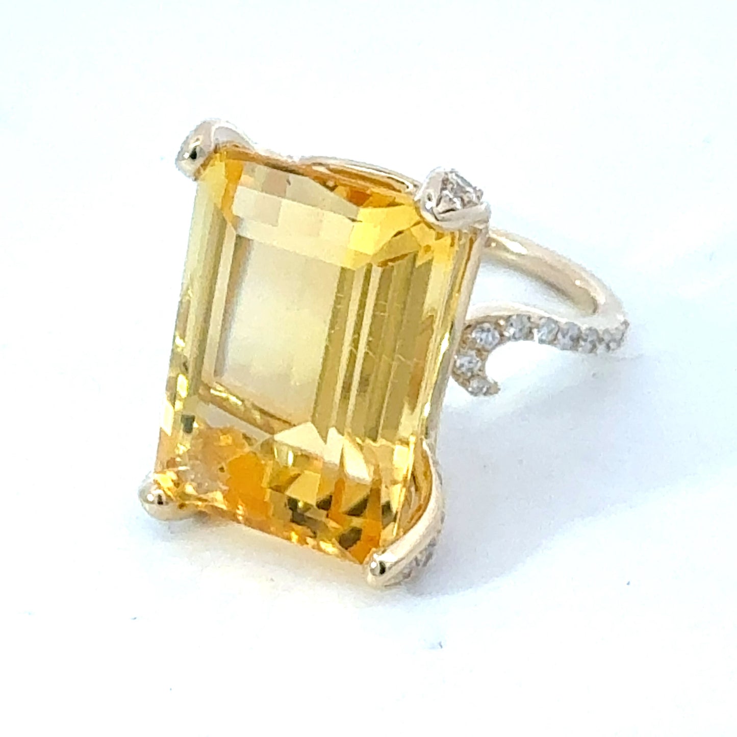 Natural Citrine Diamond Ring Size 7 14k Gold 18.04 TCW Certified $4,950 601228