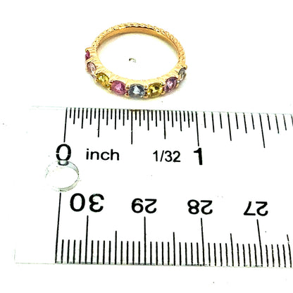 Natural Multicolor Sapphire Ring Size 6.5 14k Gold 1.05 TCW Certified $3,690 601232