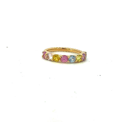 Natural Multicolor Sapphire Ring Size 6.5 14k Gold 1.05 TCW Certified $3,690 601232