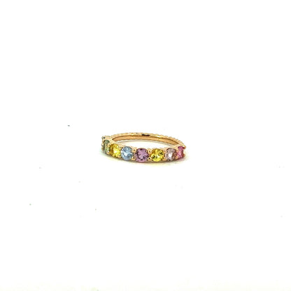 Natural Multicolor Sapphire Ring Size 6.5 14k Gold 1.08 TCW Certified $3,690 601233