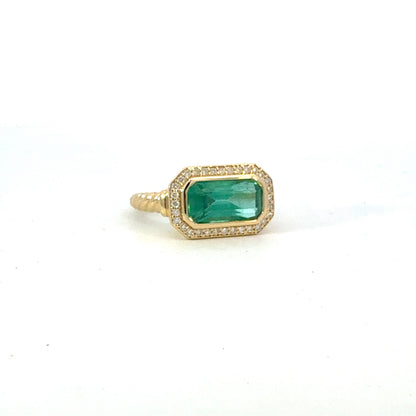 Natural Emerald Diamond Ring Size 6.5 14k Gold 3.47 TCW Certified $4,950 601235