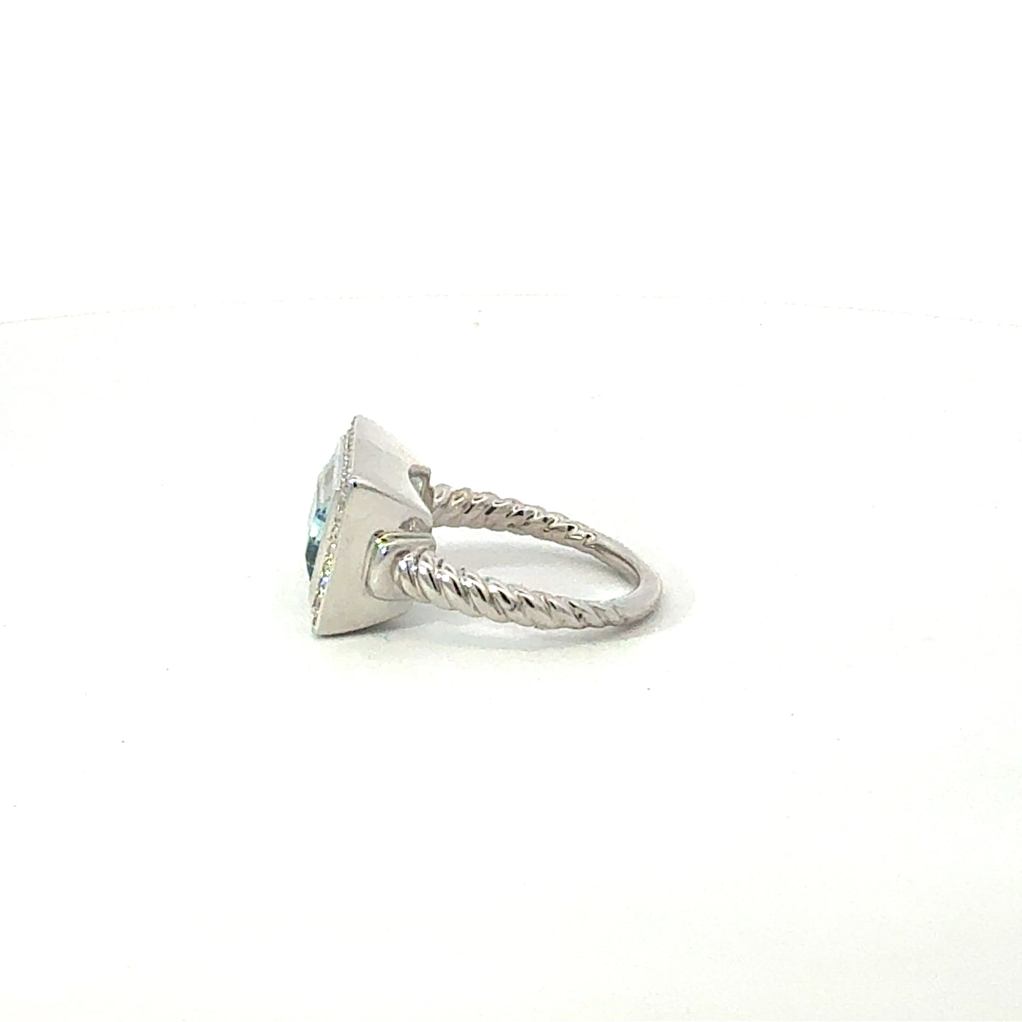 Natural Aquamarine Diamond Ring Size 6.5 14k White Gold 3.37 TCW Certified $4,950 601237
