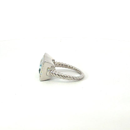 Natural Aquamarine Diamond Ring Size 6.5 14k White Gold 3.37 TCW Certified $4,950 601237
