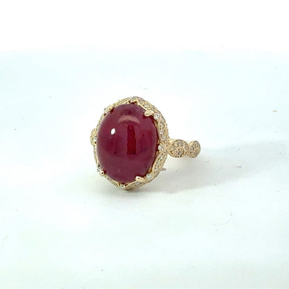 Natural Ruby Diamond Ring Size 6.5 14k Yellow Gold 9.1 TCW Certified $6,950 601240