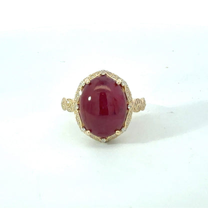 Natural Ruby Diamond Ring Size 6.5 14k Yellow Gold 9.1 TCW Certified $6,950 601240