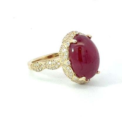 Natural Ruby Diamond Ring Size 6.5 14k Yellow Gold 9.1 TCW Certified $6,950 601240