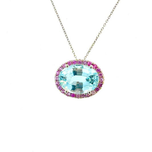 Natural Aquamarine Sapphire Pendant 14k White Gold 10.94 TCW Certified $4,950 601355