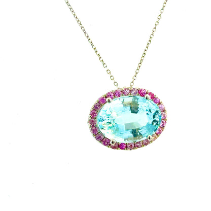 Natural Aquamarine Sapphire Pendant 18" 14k White Gold 10.94 TCW Certified $4,950 601355