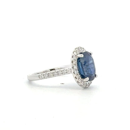 Natural Sapphire Diamond Ring Size 6.25 14k White Gold 6.14 TCW Certified $7,950 601364