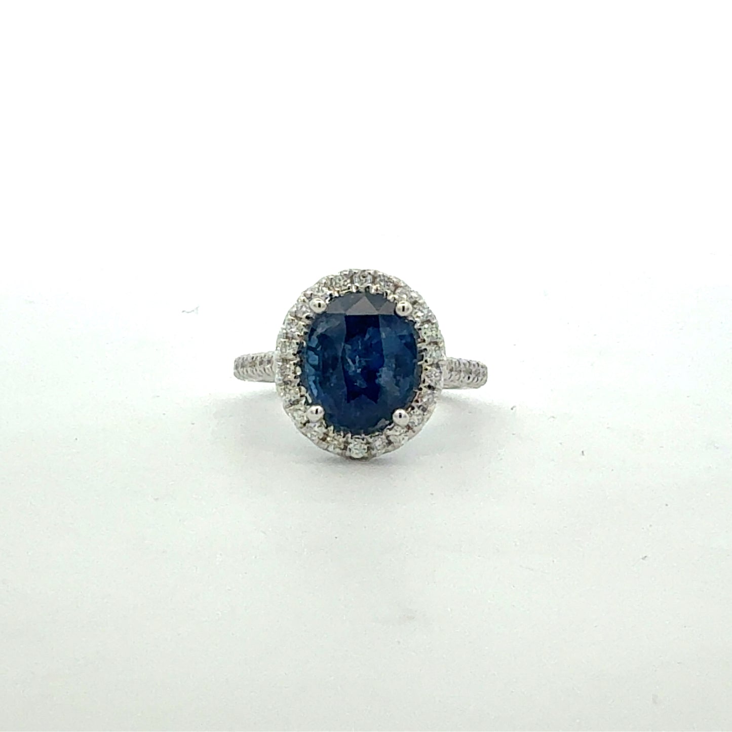 Natural Sapphire Diamond Ring Size 6.25 14k White Gold 6.14 TCW Certified $7,950 601364