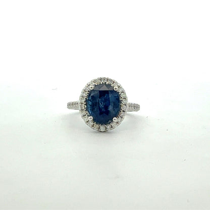 Natural Sapphire Diamond Ring Size 6.25 14k White Gold 6.14 TCW Certified $7,950 601364