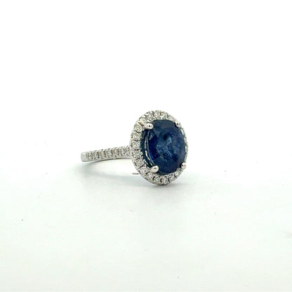 Natural Sapphire Diamond Ring Size 6.25 14k White Gold 6.14 TCW Certified $7,950 601364