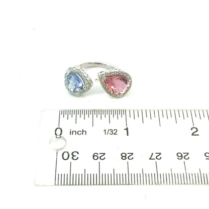 Natural Sapphire Tourmaline Diamond Ring Size 6.5 14k Gold 4.96 TCW Certified $6,950 601367