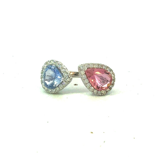 Natural Sapphire Tourmaline Diamond Ring Size 6.5 14k Gold 4.96 TCW Certified $6,950 601367