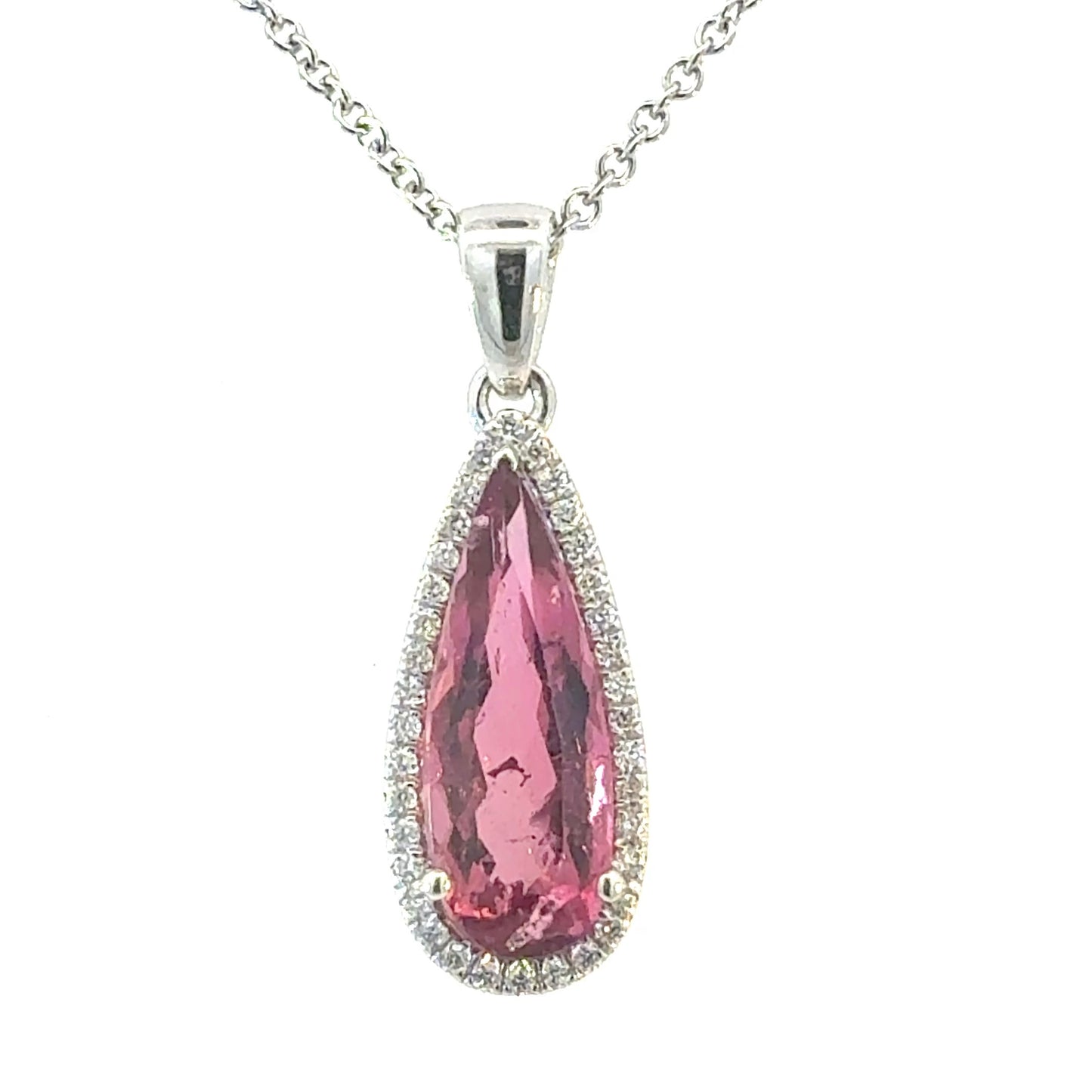 Natural Tourmaline Diamond Necklace 18" 14k Gold 3.78 TCW Certified $4,950 601369