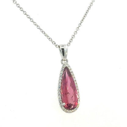 Natural Tourmaline Diamond Necklace 18" 14k Gold 3.78 TCW Certified $4,950 601369
