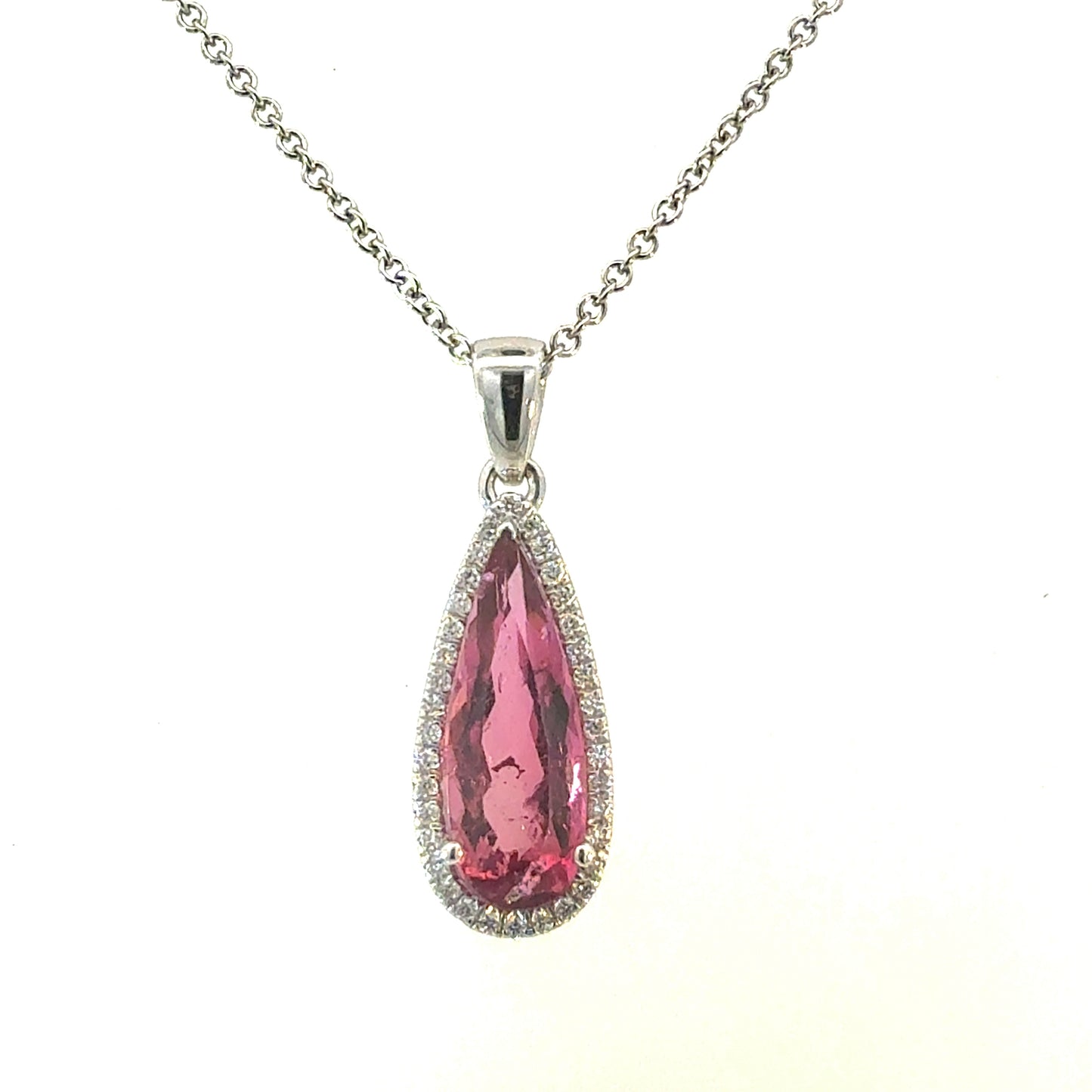 Natural Tourmaline Diamond Necklace 18" 14k Gold 3.78 TCW Certified $4,950 601369