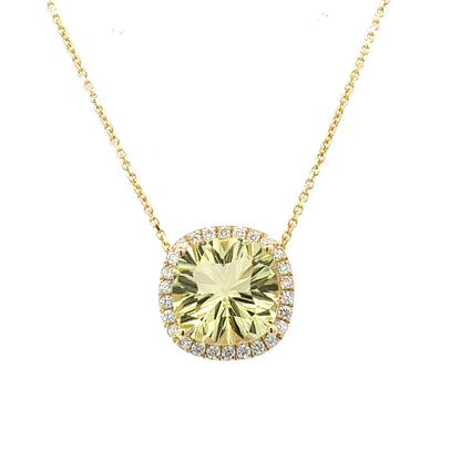 Natural Citrine Diamond Pendant 18" 14k Yellow Gold 6.24 TCW Certified $4,950 601374