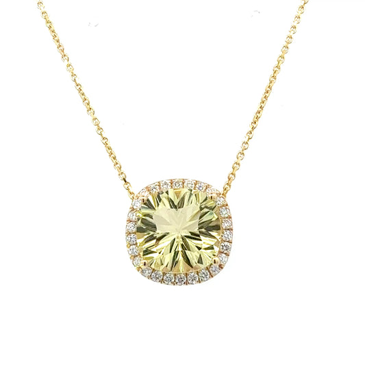Natural Citrine Diamond Pendant 18" 14k Yellow Gold 6.24 TCW Certified $4,950 601374