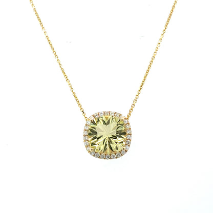 Natural Citrine Diamond Pendant 18" 14k Yellow Gold 6.24 TCW Certified $4,950 601374