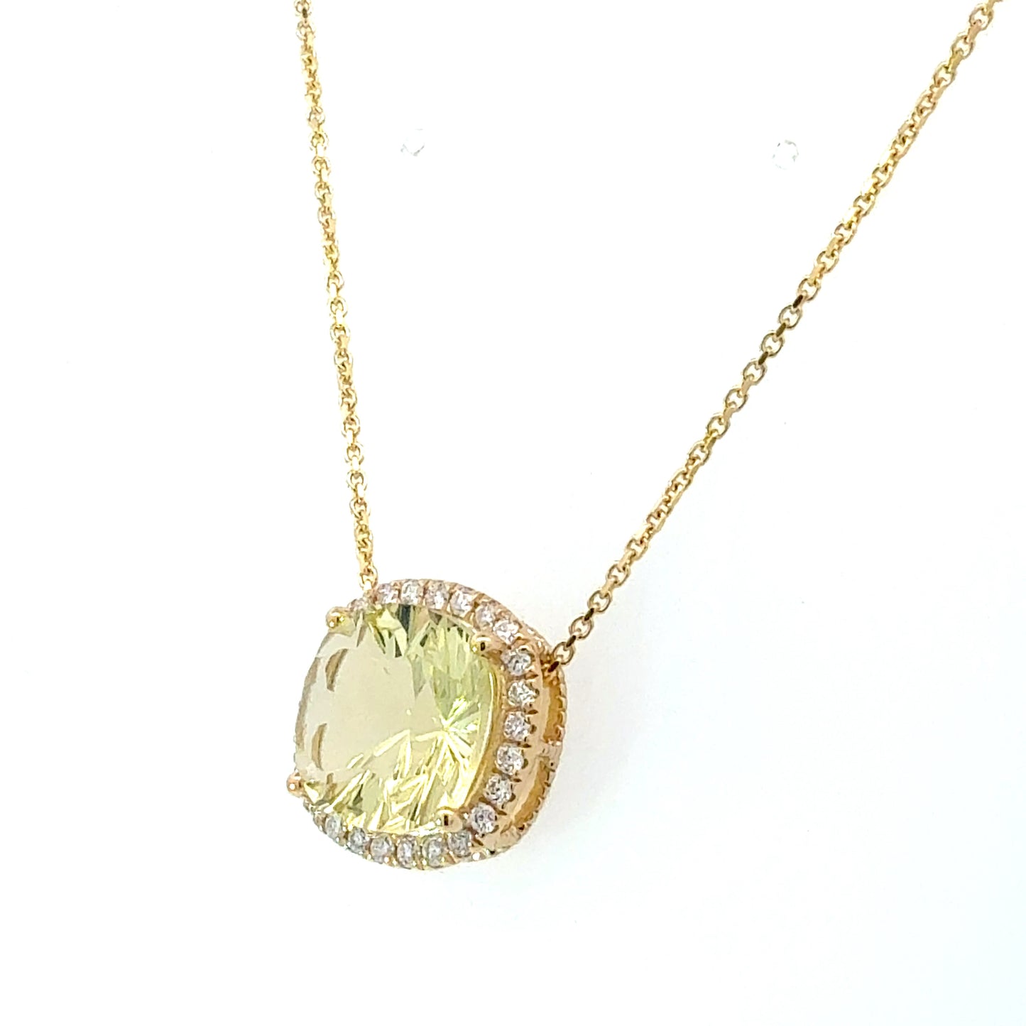 Natural Citrine Diamond Pendant 18" 14k Yellow Gold 6.24 TCW Certified $4,950 601374