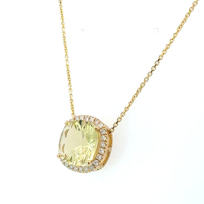 Natural Citrine Diamond Pendant 18" 14k Yellow Gold 6.24 TCW Certified $4,950 601374