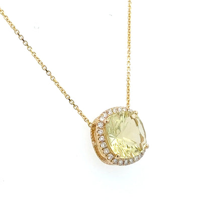 Natural Citrine Diamond Pendant 18" 14k Yellow Gold 6.24 TCW Certified $4,950 601374