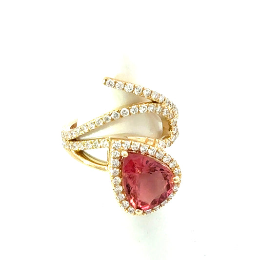 Natural Tourmaline Diamond Ring Size 6.5 14k Gold 3.3 TCW Certified $5,950 601380