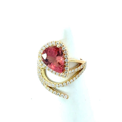 Natural Tourmaline Diamond Ring Size 6.5 14k Gold 3.3 TCW Certified $5,950 601380