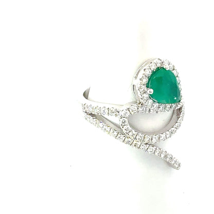 Natural Emerald Diamond Ring Size 6.5 14k Gold 1.49 TCW Certified $5,950 601382