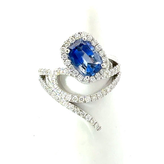 Natural Sapphire Diamond Ring Size 6.5 14k Gold 2.84 TCW Certified $5,950 601385